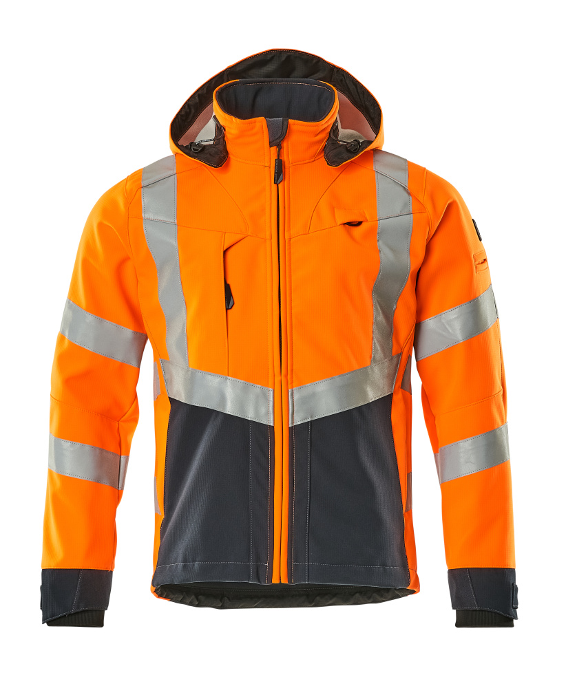 15502-246-14010 Softshell jakke - hi-vis orange/mørk marine