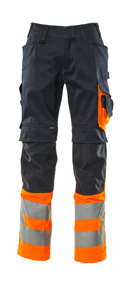 MASCOT SAFE SUPREME Bukser med knælommer 15679 - mørk marine/hi-vis orange [01014] / 76C46