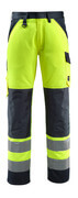 15979-948-17010 Bukser med knælommer - hi-vis gul/mørk marine