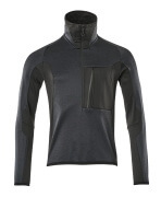 17003-316-01009 Fleecetrøje med kort lynlås - mørk marine/sort