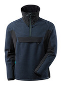 17005-309-01009 Strikjakke med kort lynlås - mørk marine/sort