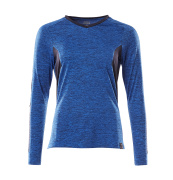 18091-810-91010 T-shirt, langærmet - azurblå-meleret/mørk marine