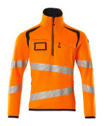 19005-351-14010 Striktrøje med kort lynlås - hi-vis orange/mørk marine