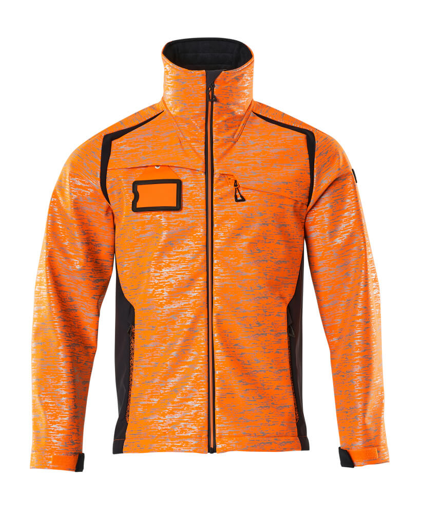 19202-291-14010 Softshell jakke - hi-vis orange/mørk marine
