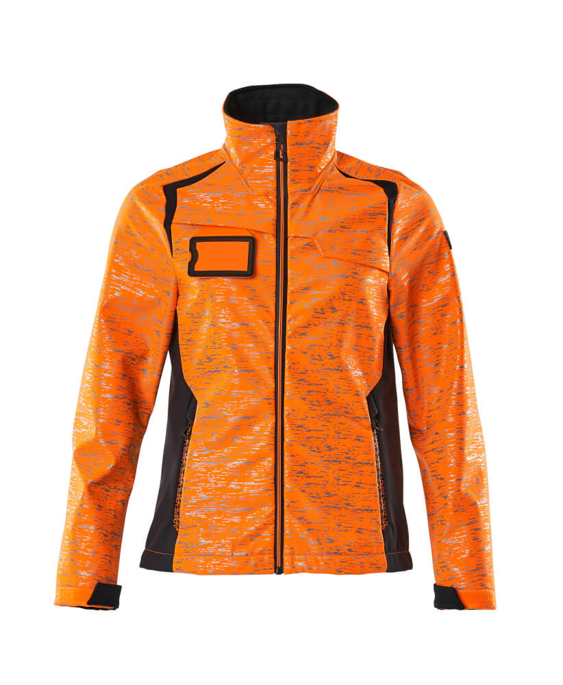 19212-291-14010 Softshell jakke - hi-vis orange/mørk marine