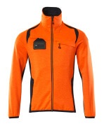 19403-316-14010 Fleecetrøje med lynlås - hi-vis orange/mørk marine