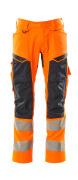 19579-236-14010 Bukser med knælommer - hi-vis orange/mørk marine