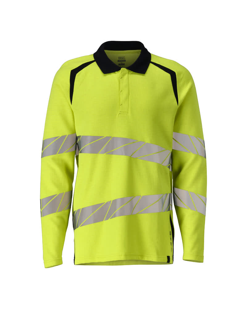MASCOT ACCELERATE MULTISAFE Poloshirt, langærmet 21383 - hi-vis gul/mørk marine [17010] / XS