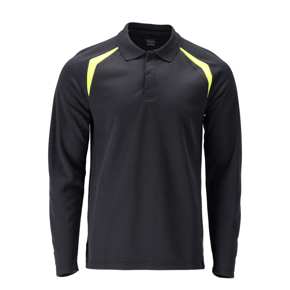 MASCOT ACCELERATE MULTISAFE Poloshirt, langærmet 21583 - mørk marine/hi-vis gul [01017] / XS