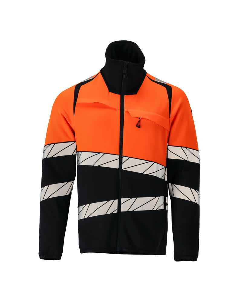 MASCOT ACCELERATE SAFE Fleecetrøje med lynlås 25003 - mørk marine/hi-vis orange [01014] / S