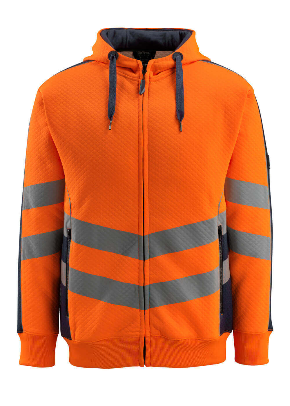 50138-932-14010 Hættetrøje med lynlås - hi-vis orange/mørk marine